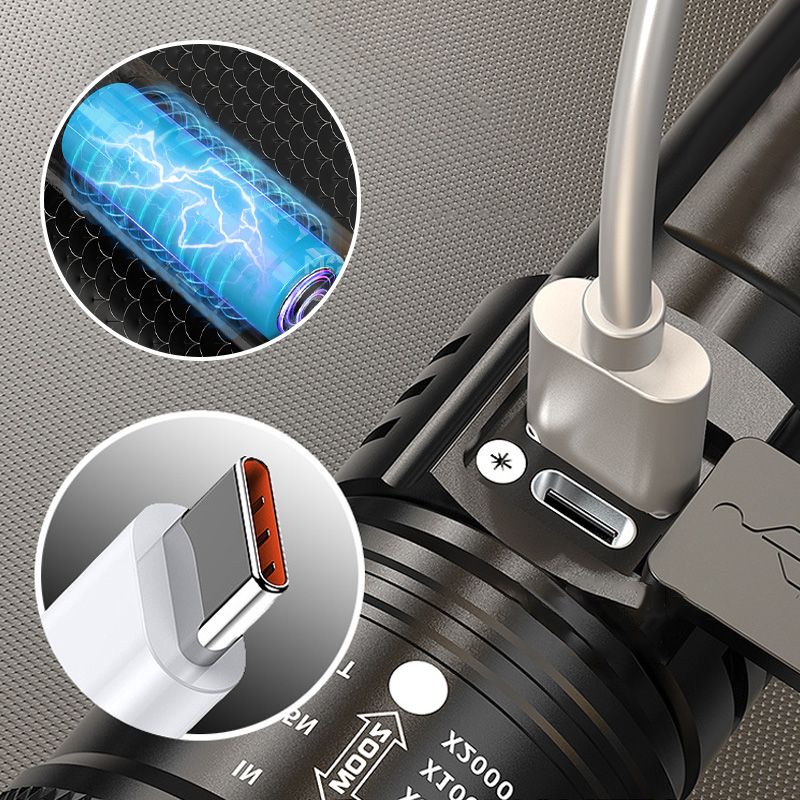 Linterna LED Recargable de Alta Potencia con Zoom