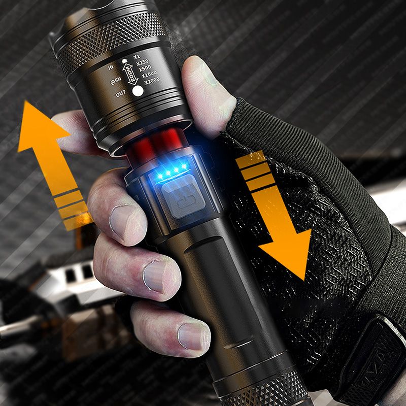 Linterna LED Recargable de Alta Potencia con Zoom